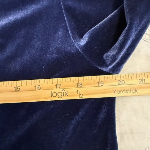 Carol Rose Womens Tunic Size L Blue Velvet Sequin  V-Neck Long Sleeve Top - Picture 8 of 11